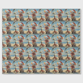 Sphynx Kat Kerstmis Vintage Strand Cadeaupapier (Vlak)