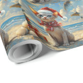 Sphynx Kat Kerstmis Vintage Strand Cadeaupapier (Rol Hoek)