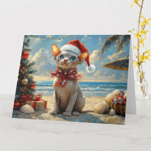Sphynx kat Kerstmis Vintage Strand Kaart