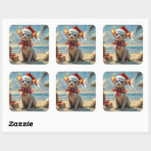 Sphynx Kat Kerstmis Vintage Strand Vierkante Sticker (Vel)