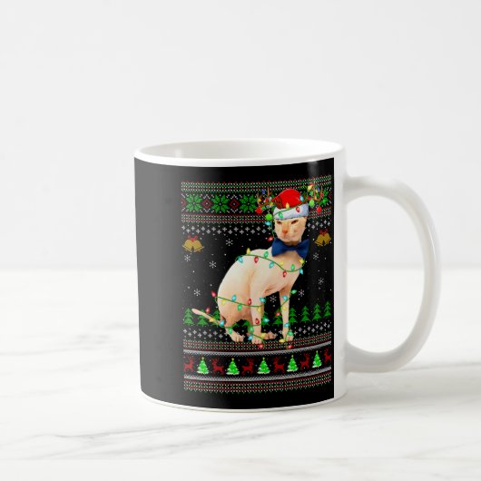 Sphynx Kat Kerstmutsen Kerstmis Santa C Koffiemok (Rechts)
