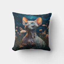 Sphynx Kat & Levendige Bloemen – Whimsische Kunst