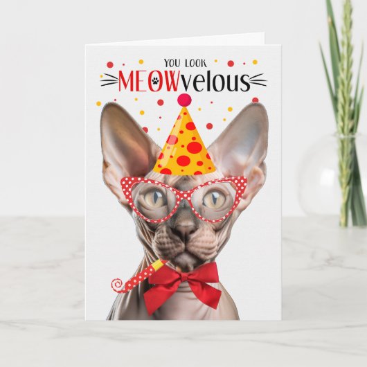 Sphynx Kat MEOWvelous Verjaardag Kaart (Voorkant)