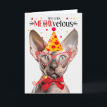 Sphynx Kat MEOWvelous Verjaardag Kaart<br><div class="desc">Deze Sphynx kat is klaar om te feesten en felle wensen te sturen voor een perfecte verjaardagsviering aan de kattenmoeder of liefhebber van het haarloze kattenras.</div>