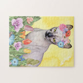 Sphynx kat met Bloemen Lente Legpuzzel (Horizontaal)