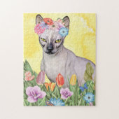 Sphynx kat met Bloemen Lente Legpuzzel (Verticaal)