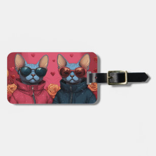 Sphynx kat met hartrozen Valentijnsdag Bagagelabel