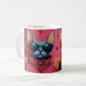 Sphynx kat met hartrozen Valentijnsdag Koffiemok (Voorkant links)