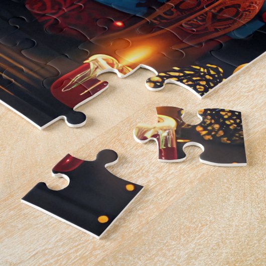 Sphynx kat met kerstcadeaus open haard legpuzzel (Zijkant)