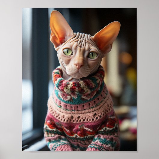 Sphynx kat met trui poster (Voorkant)