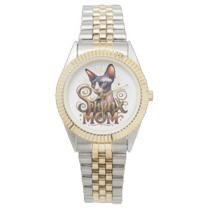 Sphynx Kat Moeder Horloge Moederdag Zilver Goud