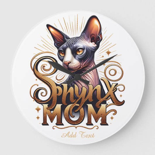 Sphynx Kat Moeder Muurklok Moederdag Grote Klok (Voorkant)