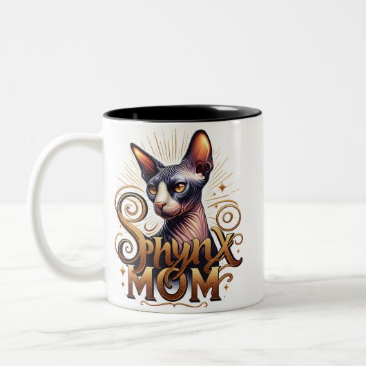 Sphynx Kat Moeder Tweekleurige Koffiemok (Links)