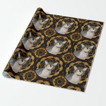 Sphynx Kat Ninja Zwart en Goud Retro Stijl
