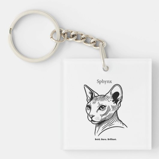 Sphynx Kat Portret Sleutelhanger (Voorkant)