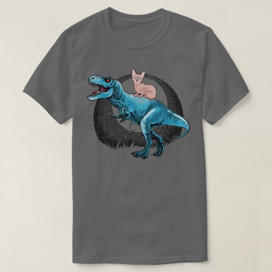 Sphynx Kat Rijden Een TRex T-shirt (Design voorkant)