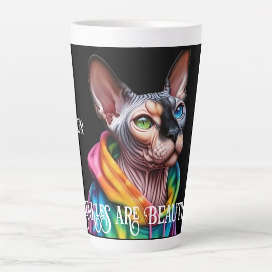 Sphynx Kat Rimpels Verjaardag Latte Mok (Voorkant)