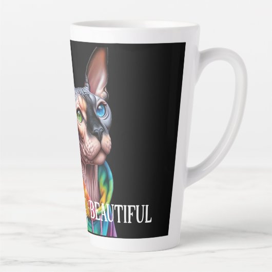 Sphynx Kat Rimpels Verjaardag Latte Mok (Rechts)