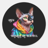 Sphynx Kat Rimpels Verjaardag Ronde Sticker (Voorkant)