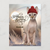 Sphynx Kat Rood Pet Bloeddag Briefkaart (Voorkant)