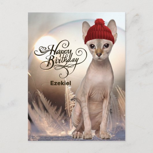 Sphynx Kat Rood Pet Bloeddag Briefkaart (Voorkant)