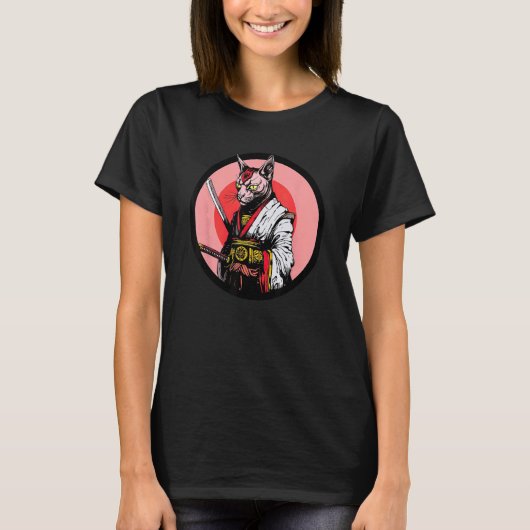 Sphynx Kat Samurai Grappig Huisdier Krijger T-shirt (Voorkant)