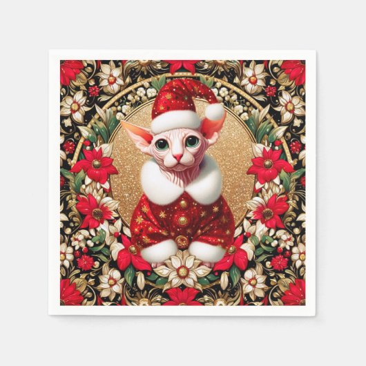 Sphynx Kat Santa Elf door AI Servet (Voorkant)