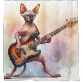 Sphynx kat spelen basgitaar douchegordijn (Voorkant)