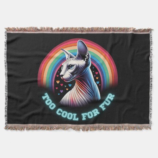 Sphynx Kat Te Cool Grappige Zwarte  Deken (Voorkant)