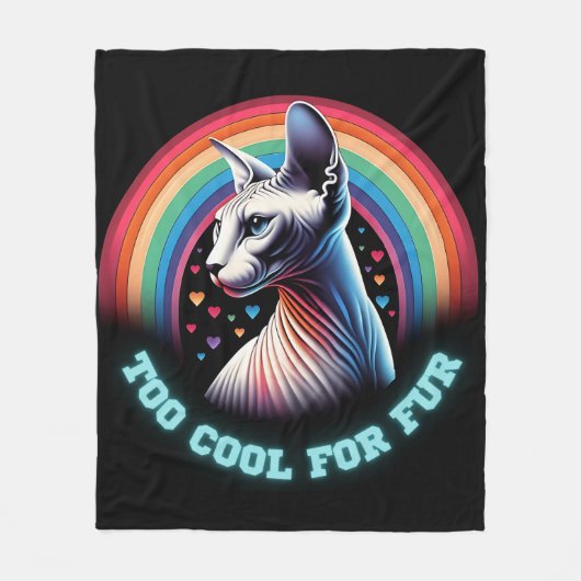 Sphynx Kat Te Koud Regenboog Harten Grappig Fleece Deken (Voorkant)