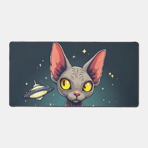 Sphynx-kat UFO-ruimte-carta-illustratie Bureaumat