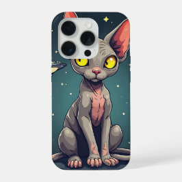 Sphynx-kat UFO-ruimte-carta-illustratie iPhone 15 Pro Case
