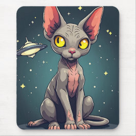 Sphynx-kat UFO-ruimte-carta-illustratie Muismat