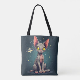 Sphynx-kat UFO-ruimte-carta-illustratie Tote Bag