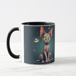 Sphynx Kat UFO Ruimte Cartoon Kunst Mok