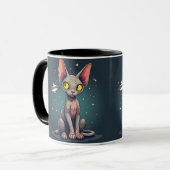 Sphynx Kat UFO Ruimte Cartoon Kunst Mok (Voorkant links)