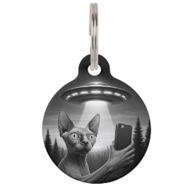 Sphynx Kat UFO Selfie Gepersonaliseerde Huisdier I Huisdierpenning