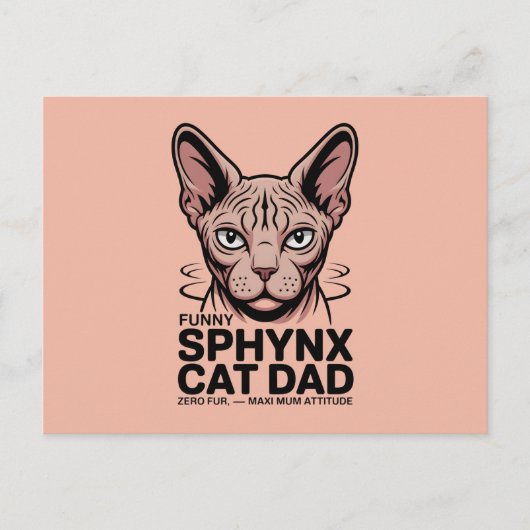 Sphynx Kat Vader Grappige Vector Kunst Briefkaart (Voorkant)