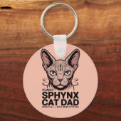 Sphynx Kat Vader Grappige Vector Kunst Sleutelhanger (Achterkant)