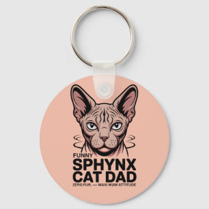 Sphynx Kat Vader Grappige Vector Kunst Sleutelhanger