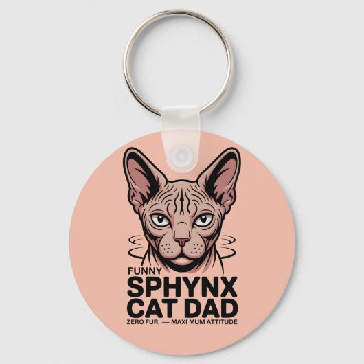 Sphynx Kat Vader Grappige Vector Kunst Sleutelhanger (Achterkant)