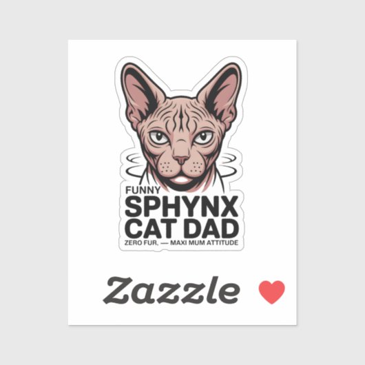Sphynx Kat Vader Grappige Vector Kunst Sticker (Vel)