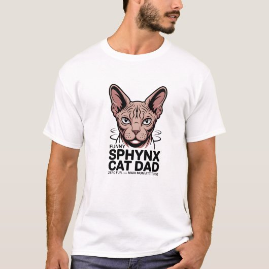 Sphynx Kat Vader Grappige Vector Kunst T-shirt (Voorkant)