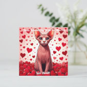 Sphynx kat Valentijnsdag Purr Feestdagenkaart (Staand voorkant)