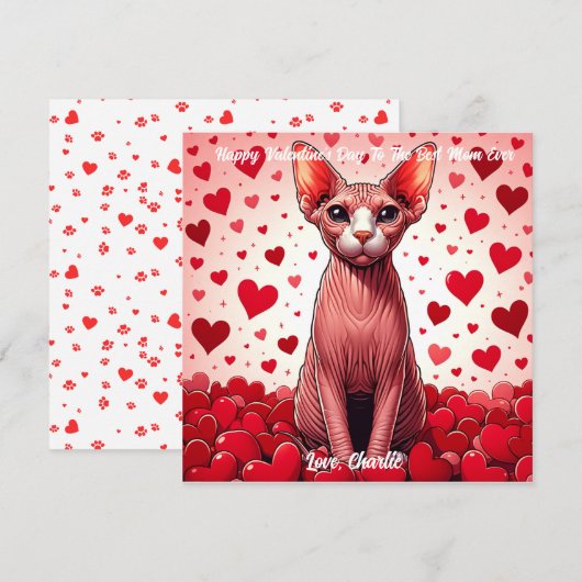 Sphynx kat valentijnsdag spinnen feestdagenkaart (Voorkant / Achterkant)
