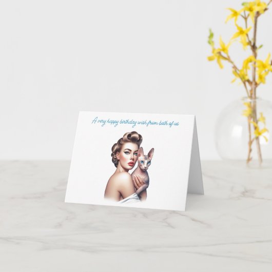 Sphynx Kat Verjaardag Kaart (Gele Bloem)