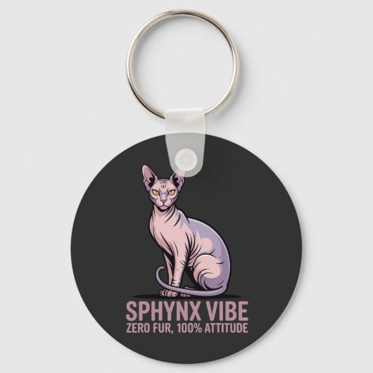 Sphynx Kat Vibe in Zonlicht Kunst Sleutelhanger (Voorkant)