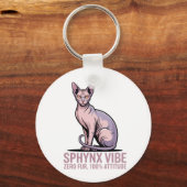 Sphynx Kat Vibe in Zonlicht Kunst Sleutelhanger (Achterkant)