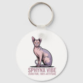 Sphynx Kat Vibe in Zonlicht Kunst Sleutelhanger (Achterkant)