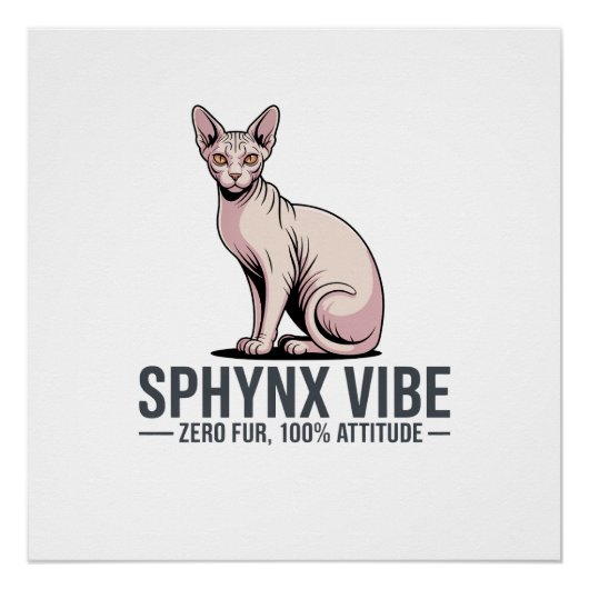 Sphynx Kat Vibe Onder Zonlicht Kunst Perfect Poster (Voorkant)